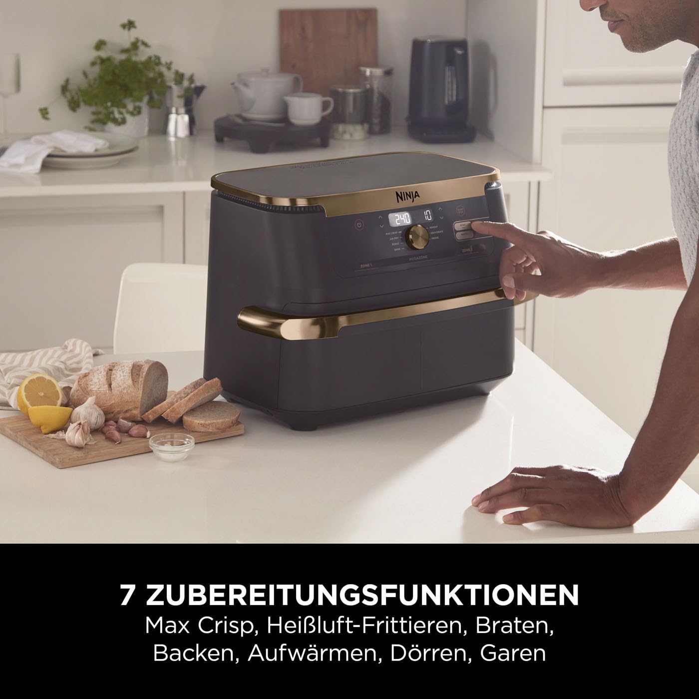 Ninja Foodi FlexDrawer Dual Zone Heißluftfritteuse, 10,4L, 7-in-1, Schwarz/Kupfer