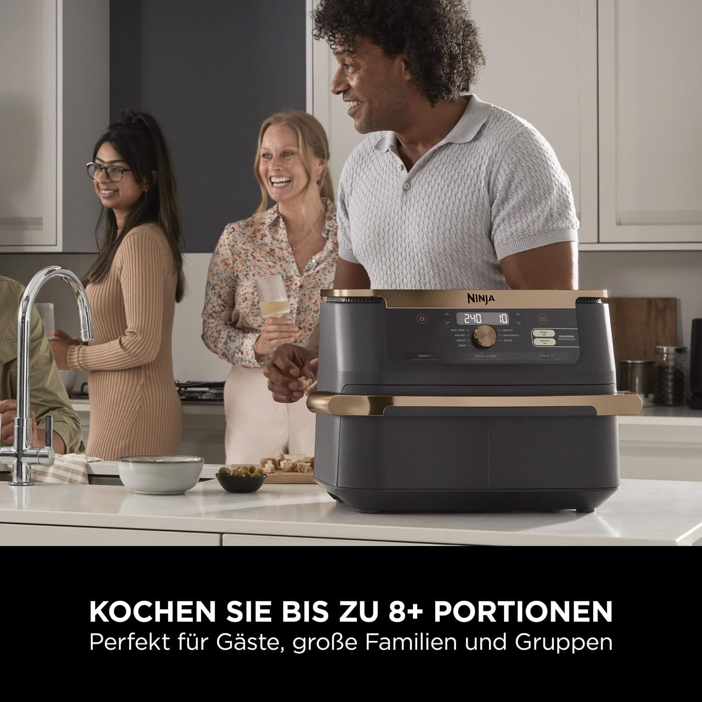Ninja Foodi FlexDrawer Dual Zone Heißluftfritteuse, 10,4L, 7-in-1, Schwarz/Kupfer